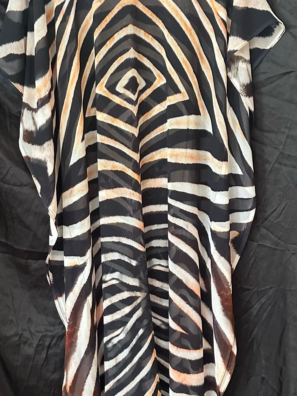 Zebra-Print Kaftan Dress in Black, White & Brown